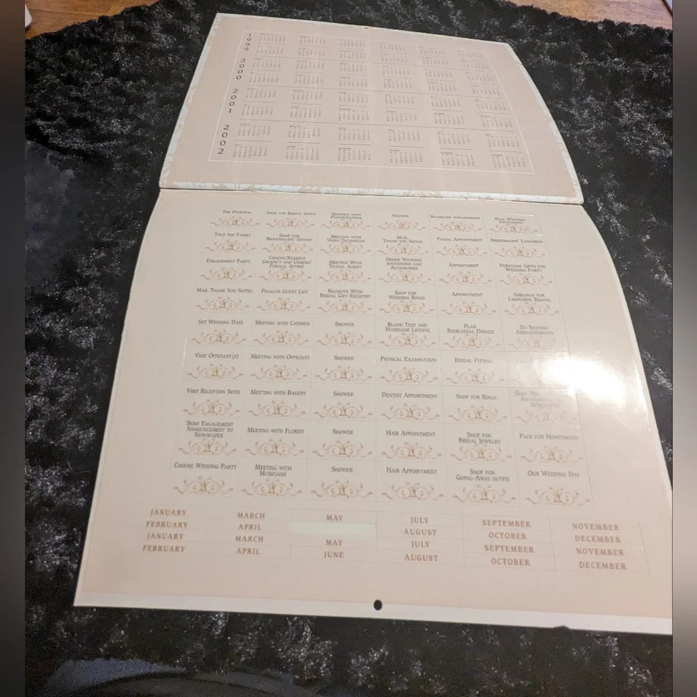 Vintage Any Date Wedding Planning Calendar NOS with cover.